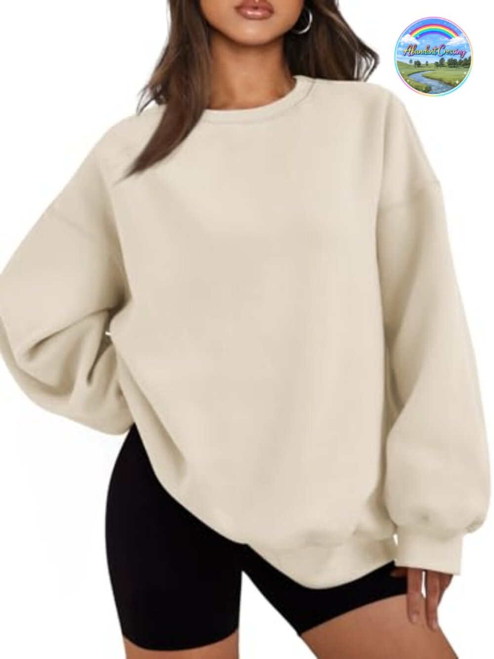 EFAN Womens Oversized Sweatshirt Crewneck Fleece Lined Pullover Casual